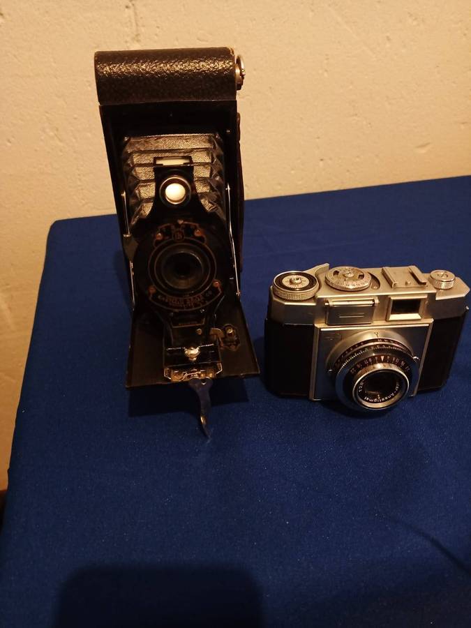 Old Vintage Folding Camera and Old Zeiss Ikon plus Kowa 3.5/150 Six Lens All for one bid