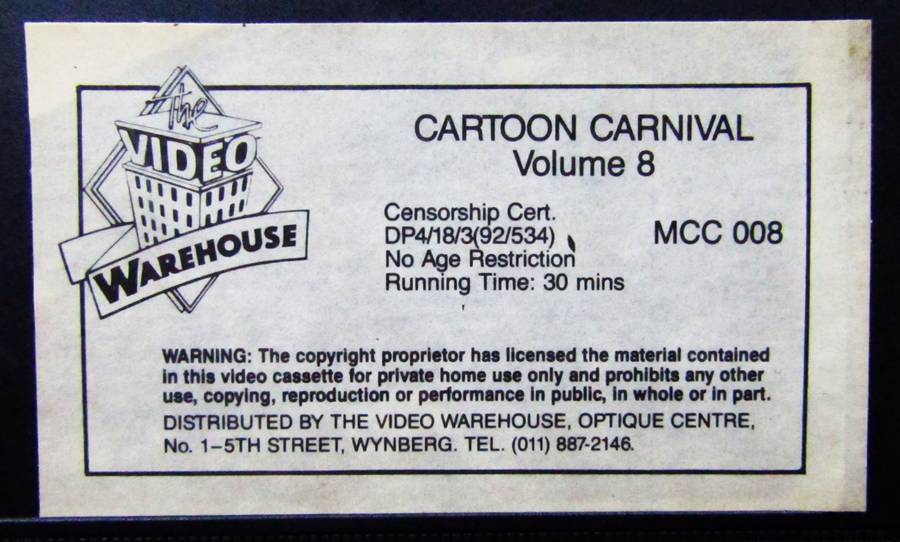 Cartoon Carnival - Volume 8 - VHS Video Tape (1992)