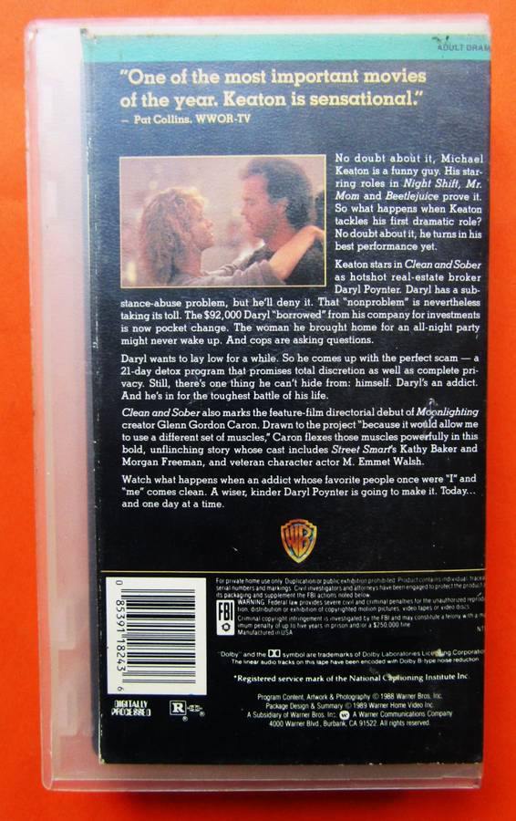 Clean and Sober - Michael Keaton - Movie VHS Tape (1989)