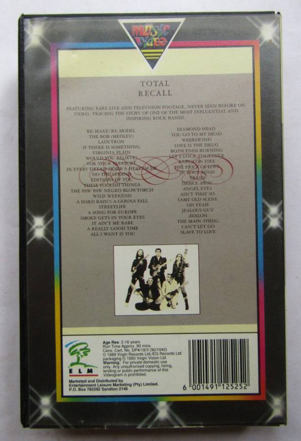 Roxy Music - Total Recall - VHS Video Tape (1990)
