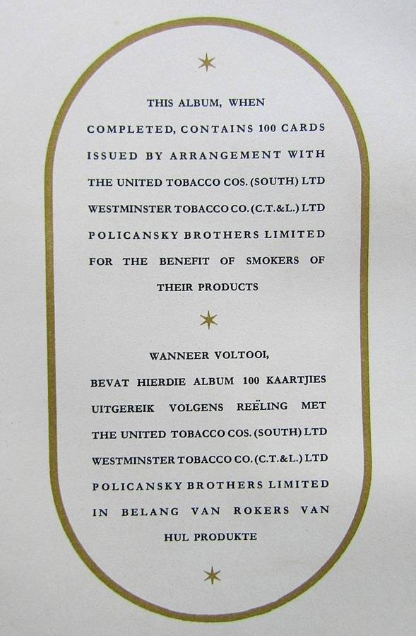 Vintage South African Defence Tobacco Card Album