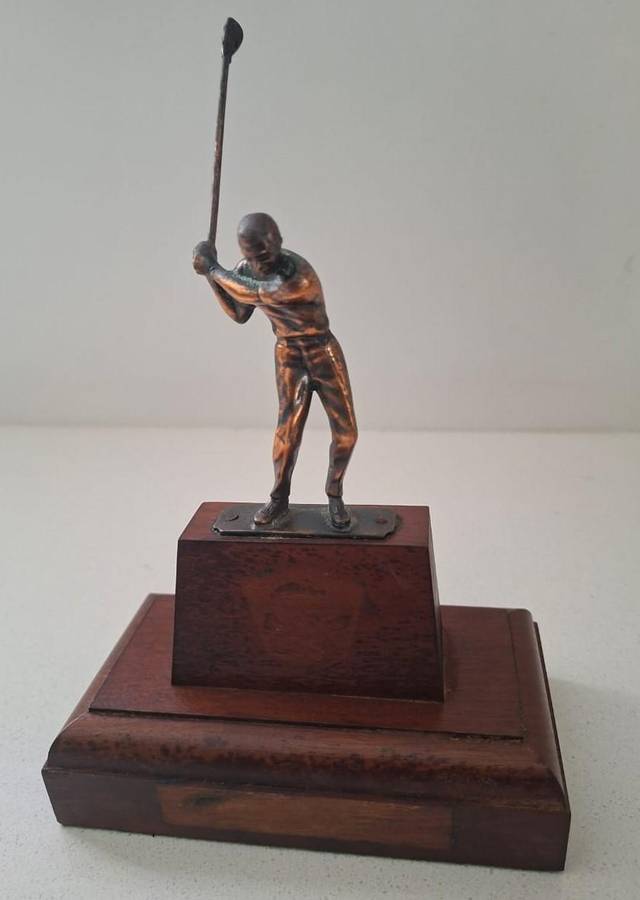 Old Bronze on Wood Golf Trophy