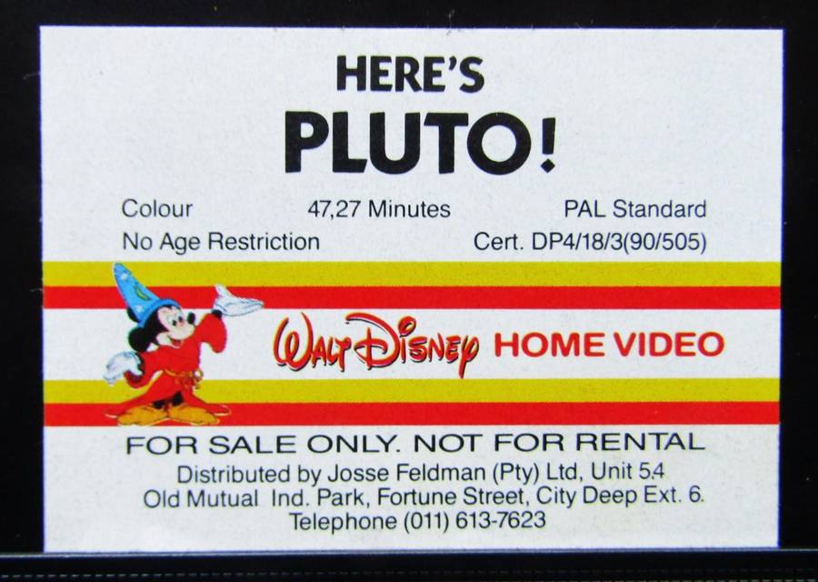 Here's Pluto! - Walt Disney VHS Tape (1990)