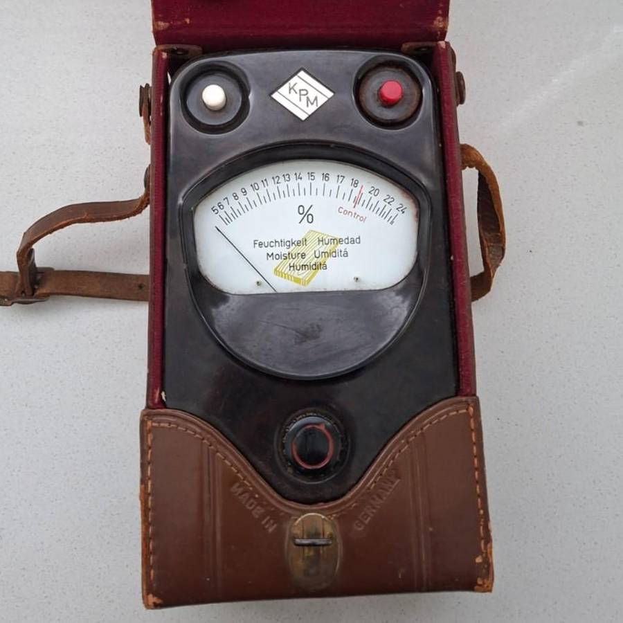 Vintage Made in Germany KPM Aqua Boy Moisture Meter in Leather Case