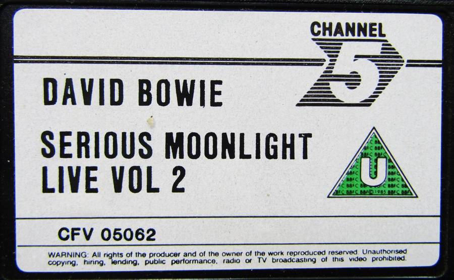David Bowie - Serious Moonlight Live - VHS Video Tape