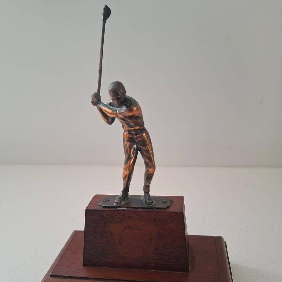 Old Bronze on Wood Golf Trophy