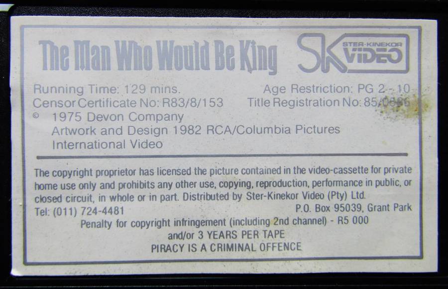 The Man Who Would Be King - Movie VHS Tape (1982)