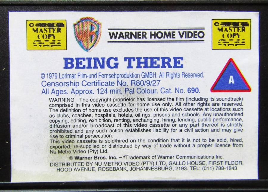 Being There - Peter Sellers - Movie VHS Tape (1998)