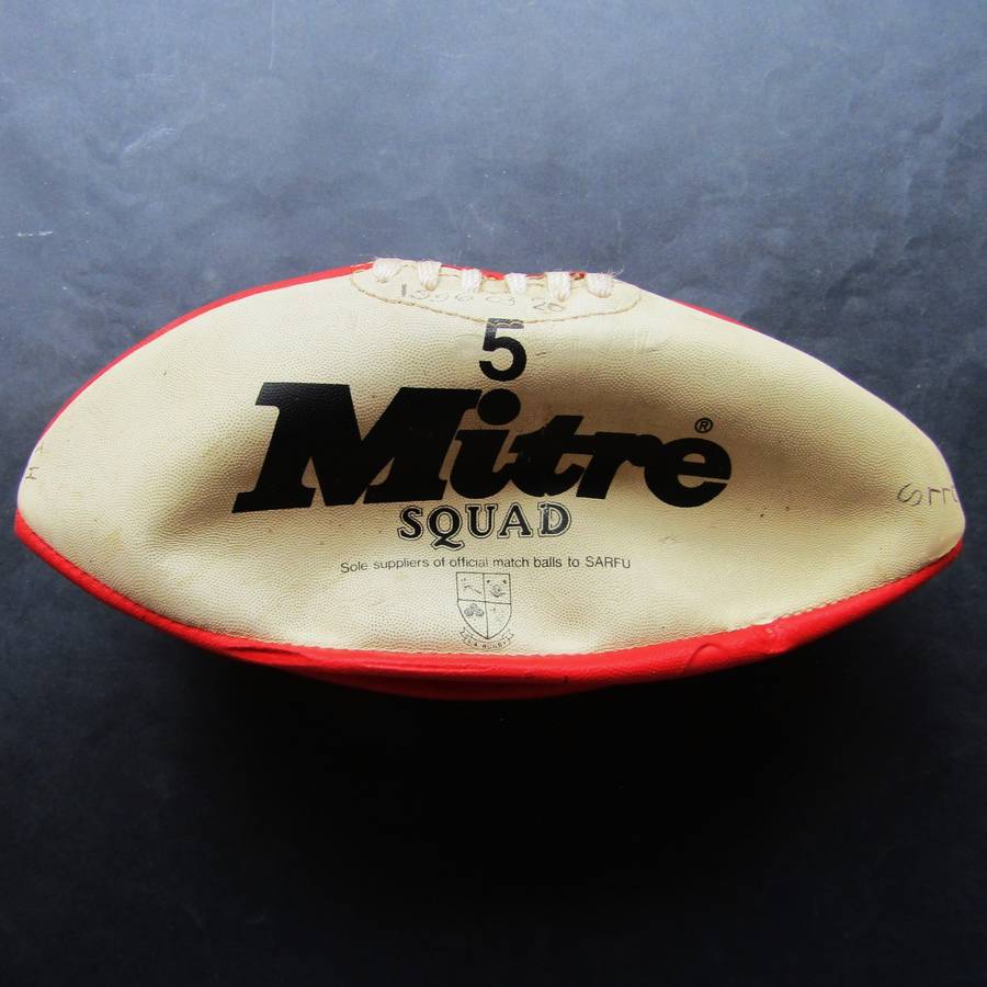 Old SARFU Mitre Rugby Ball with Many Signatures