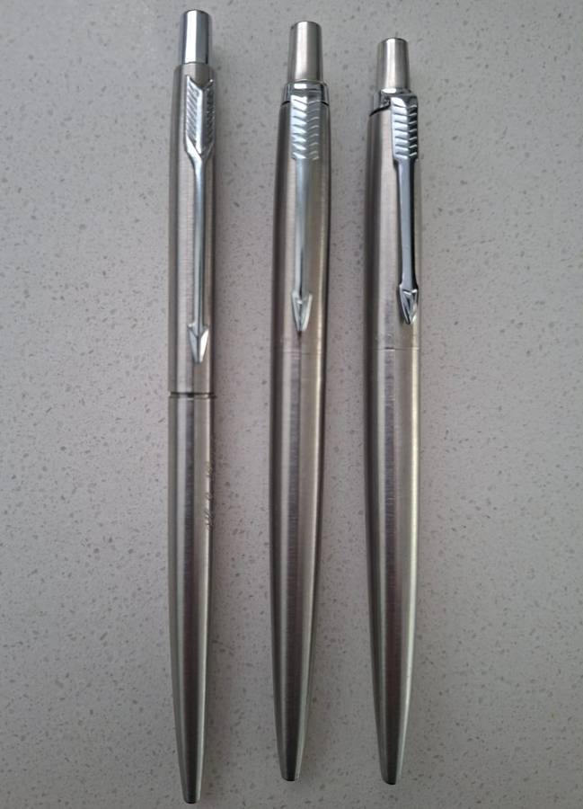 3 Old Parker Stainless Steel Jotter Pens