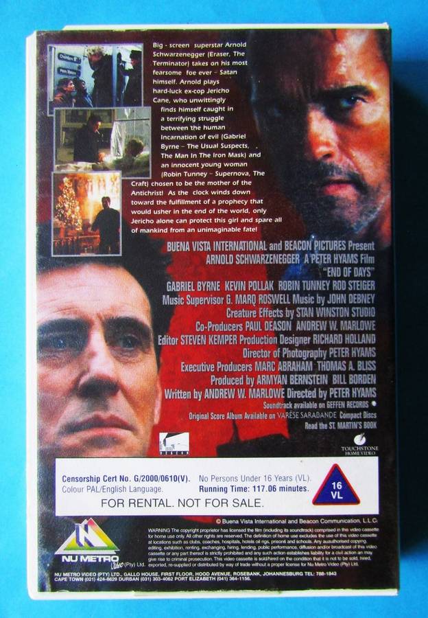 End of Days - Arnold Schwarzenegger - Horror Movie VHS Tape (2000)
