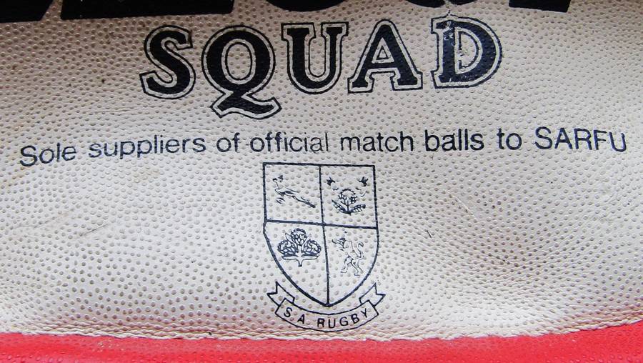 Old SARFU Mitre Rugby Ball with Many Signatures