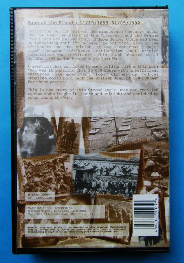 Sons of the Blood - Boer War VHS Video Tape (1999)