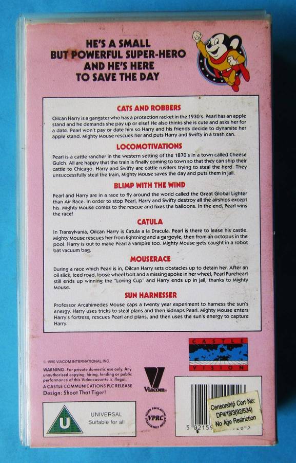 Mighty Mouse - Cartoon VHS Tape (1990)