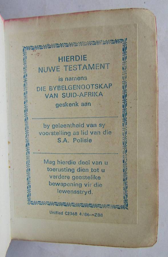 1983 SA Police Afrikaans Pocket Bible
