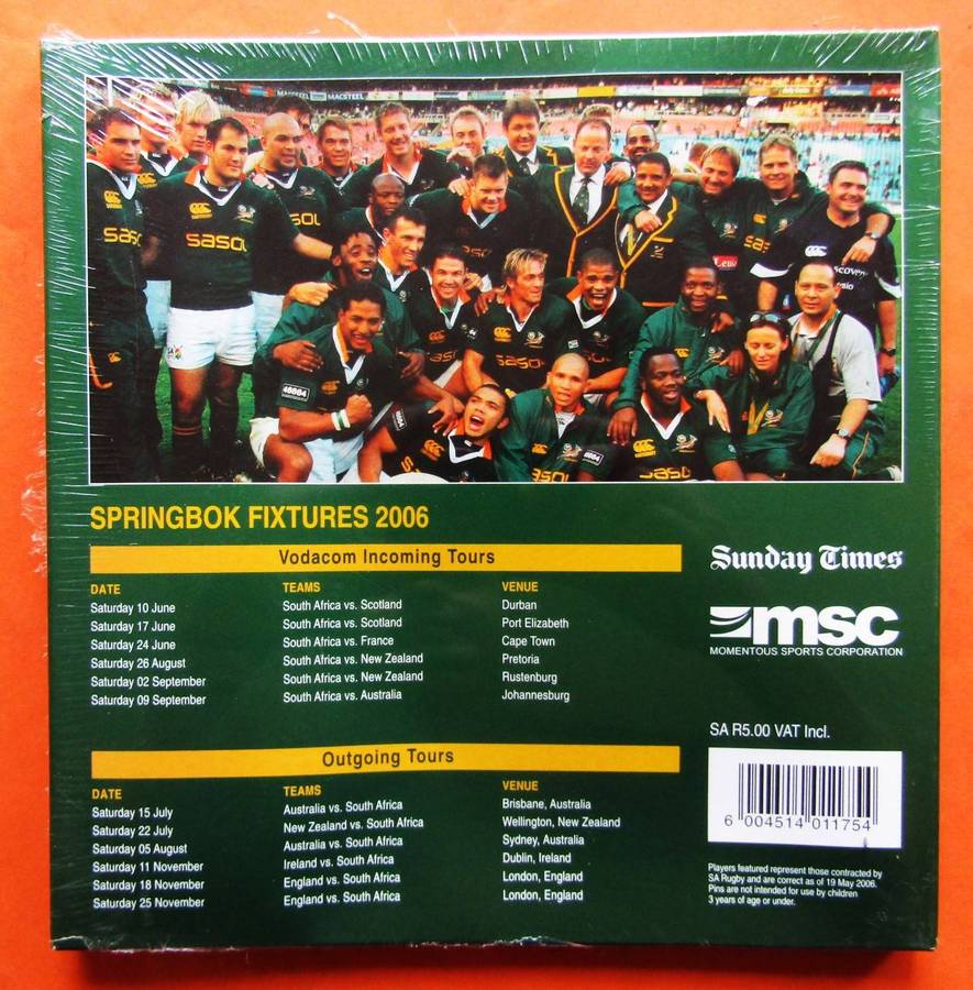 2006 Springbok Rugby Pin Badge Collection Album
