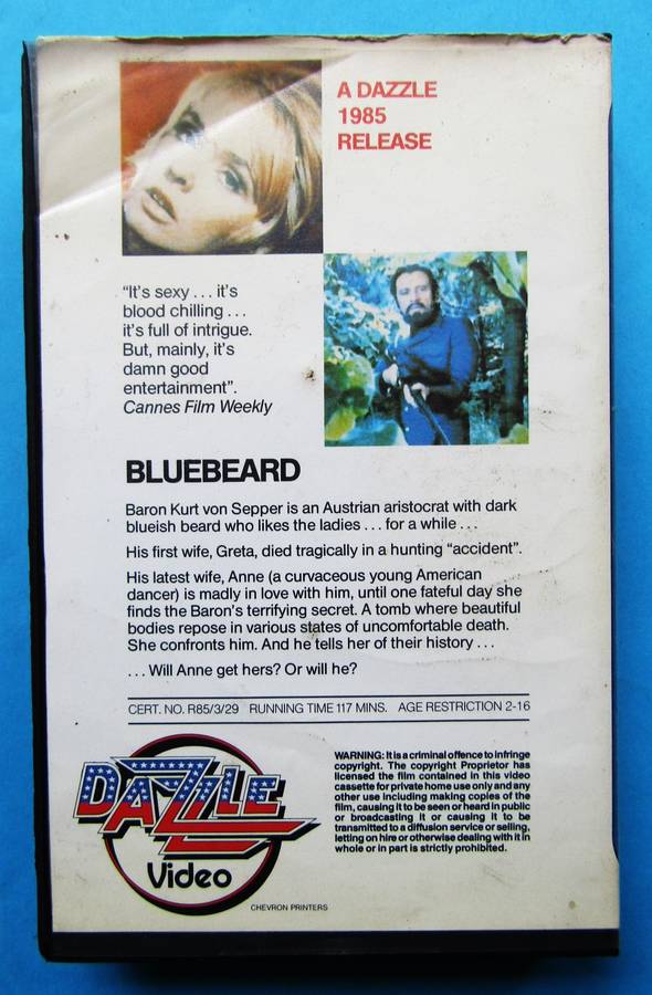 Bluebeard - Richard Burton - Horror Movie VHS Tape (1985)