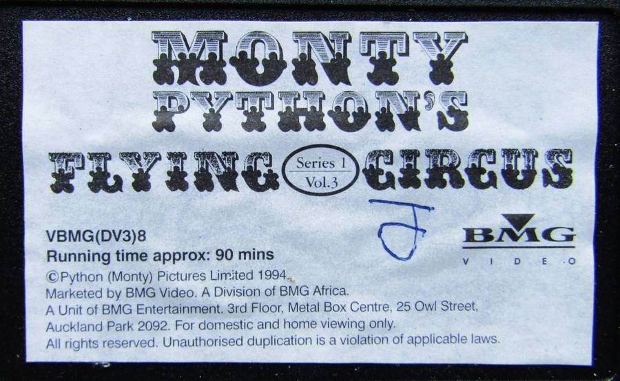 Monty Python's Flying Circus - Series 1 Vol 3 - VHS Tape (1994)
