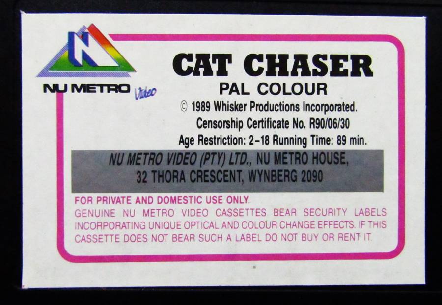 Cat Chaser - Peter Weller - Crime Movie VHS Tape (1989)