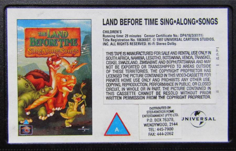 The Land Before Time - Sing Along Songs - VHS Video Tape (1997)