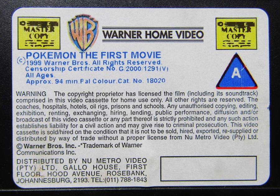 Pokemon - The First Movie - VHS Tape (2000)