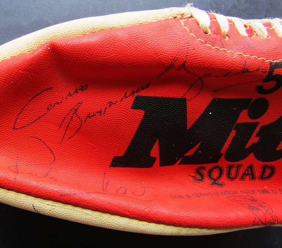Old SARFU Mitre Rugby Ball with Many Signatures