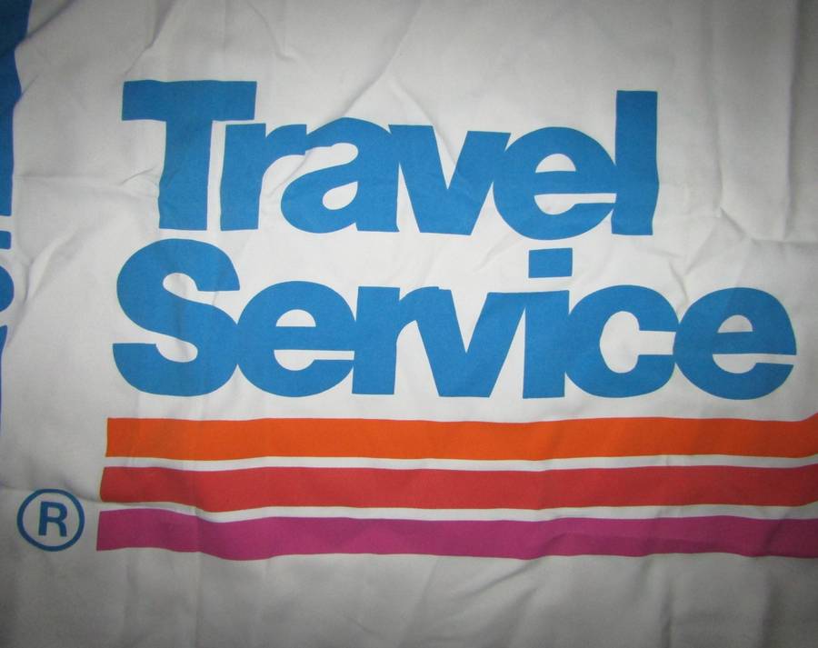 Large Old American Express Travel Service Cloth Advertising Banner