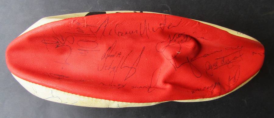 Old SARFU Mitre Rugby Ball with Many Signatures