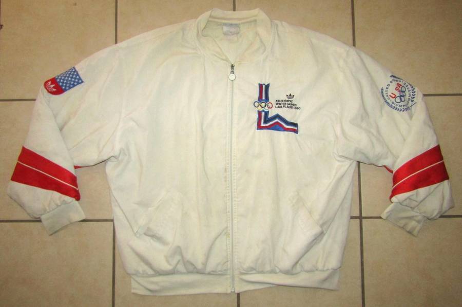 1980 Adidas Lake Placid USA Olympic Winter Tracksuit Jacket - Size XL