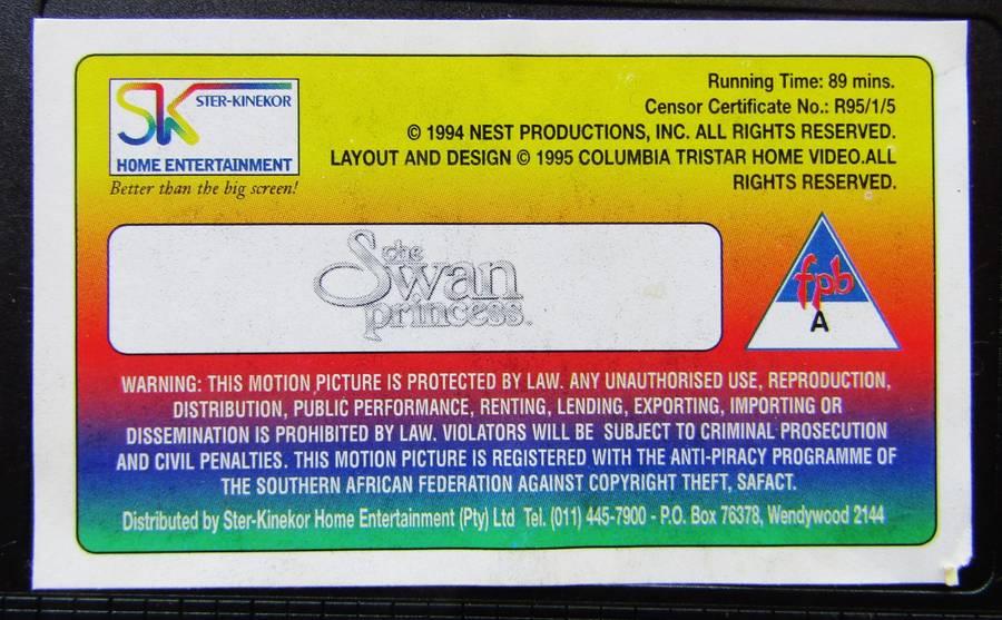 The Swan Princess - Movie VHS Tape (1995)