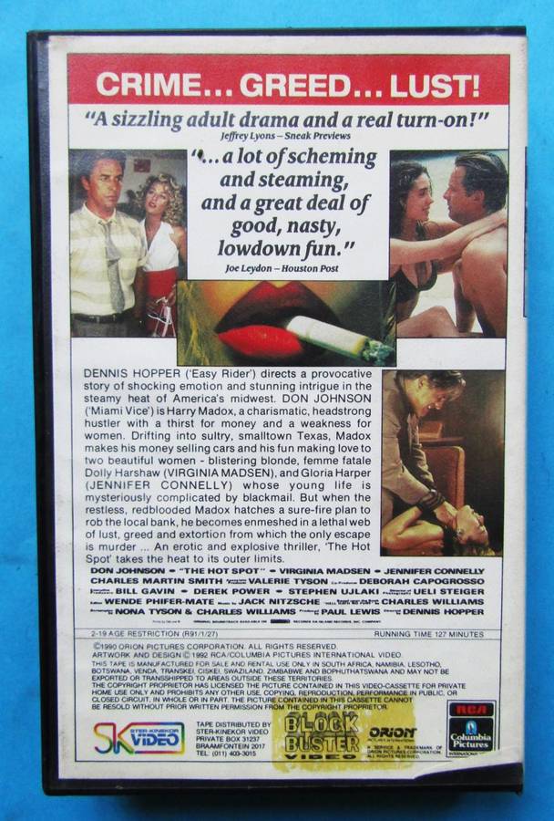 The Hot Spot - Erotic Thriller Movie VHS Tape (1992)