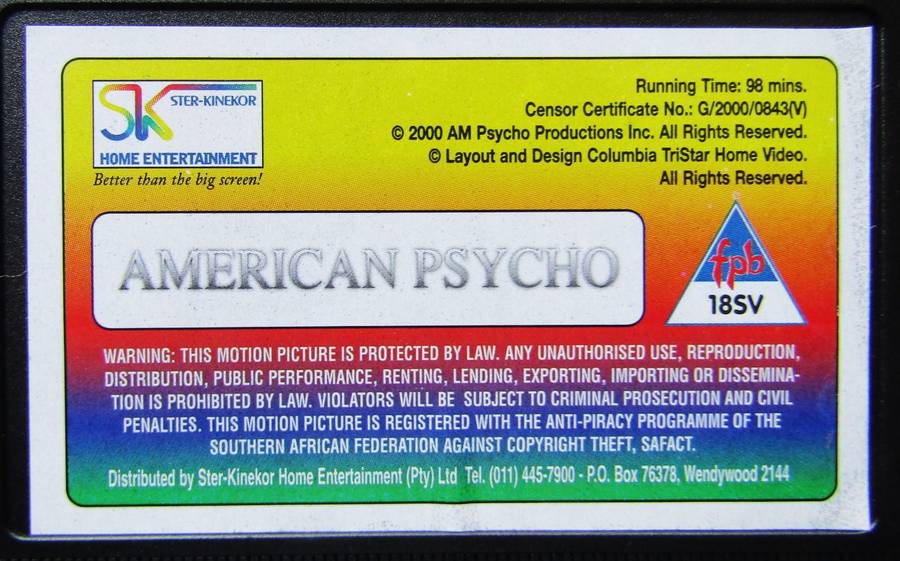 American Psycho - Horror Movie VHS Tape (2000)