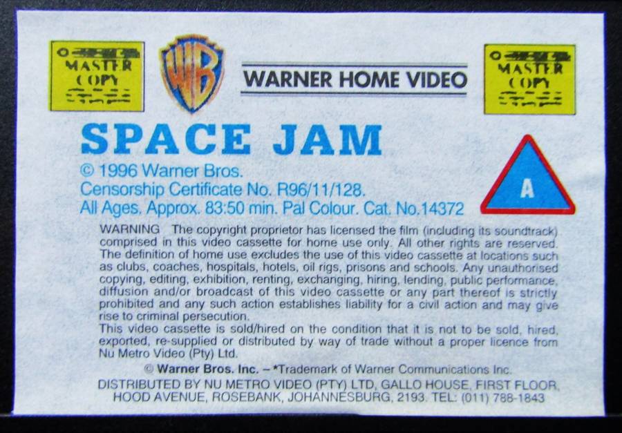 Space Jam - Michael Jordan - Movie VHS Tape (1996)