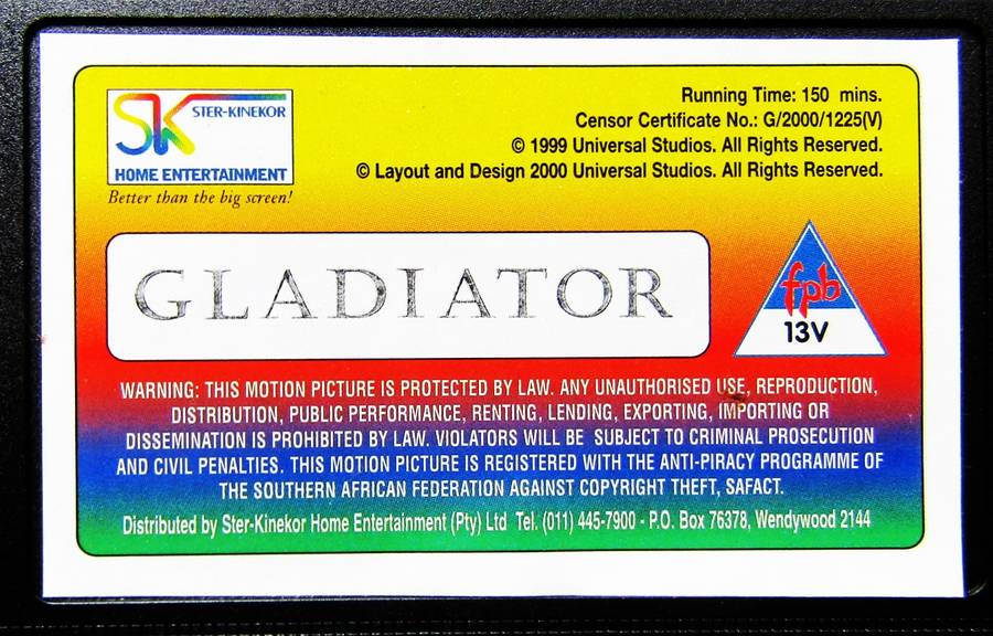 Gladiator - Russell Crowe - Movie VHS Tape (2000)