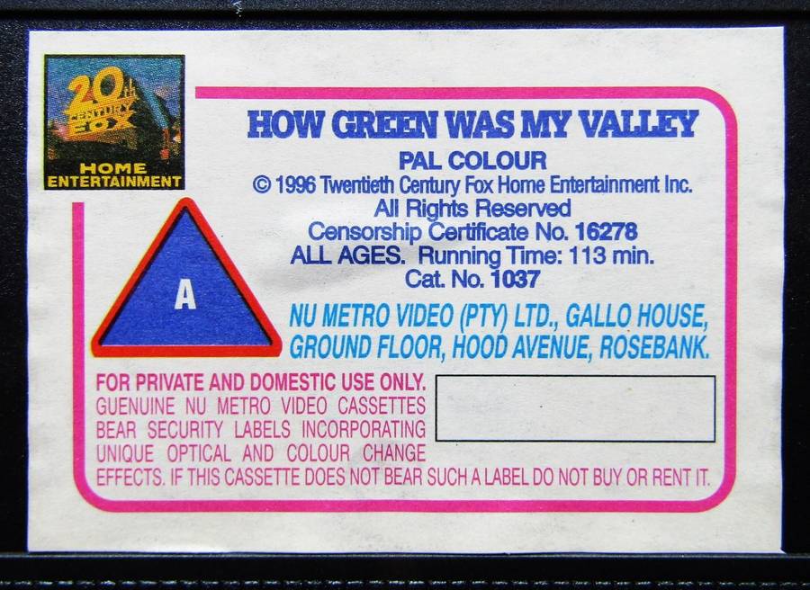 How Green Was My Valley - Movie VHS Tape (1996)
