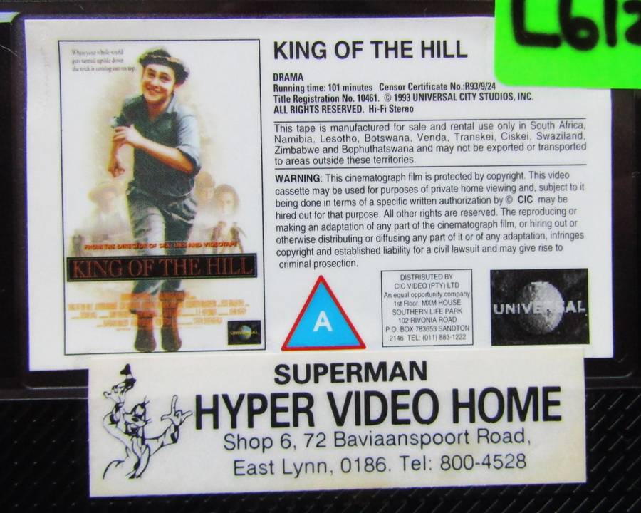 King of the Hill - Movie VHS Tape (1993)