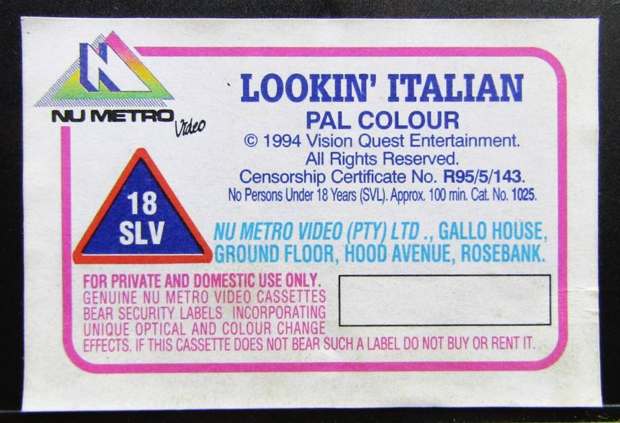 Lookin' Italian - Matt LeBlanc - Movie VHS Tape (1995)