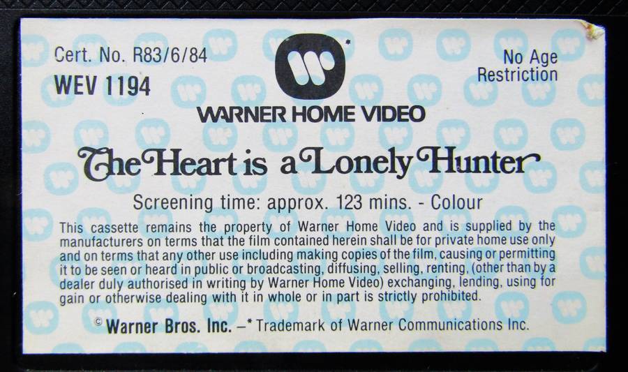 The Heart Is a Lonely Hunter - Movie VHS Tape (1982)