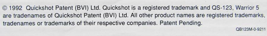 Quickshot Warrior 5 PC Joystick from 1992