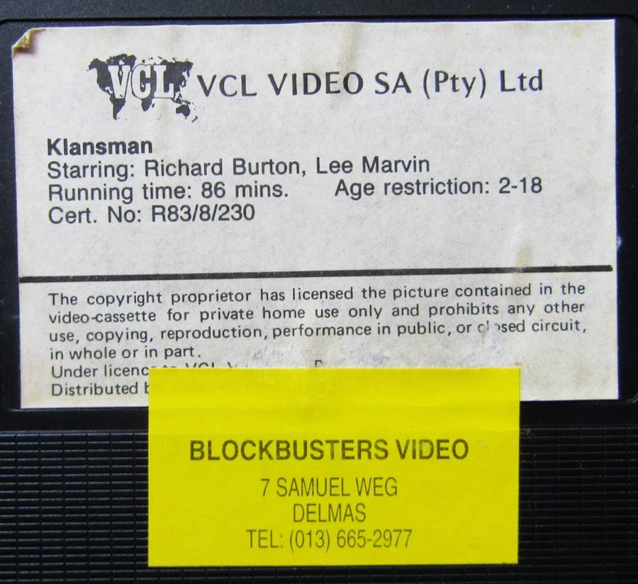 The Klansman - Lee Marvin - Movie VHS Tape (1983)