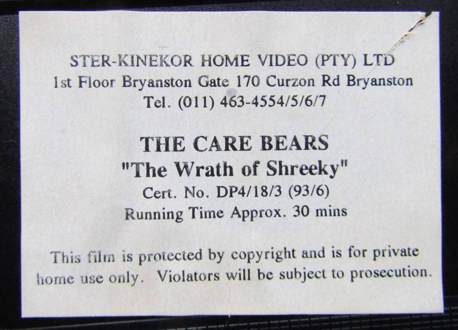 The Care Bears - The Wrath of Shreeky - VHS Tape (1993)