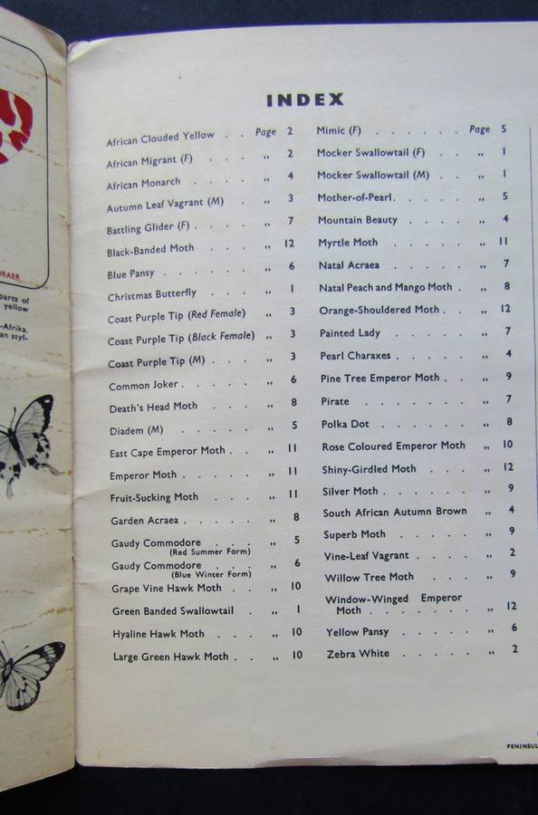 Old SA Butterflies and Moths Sticker Album