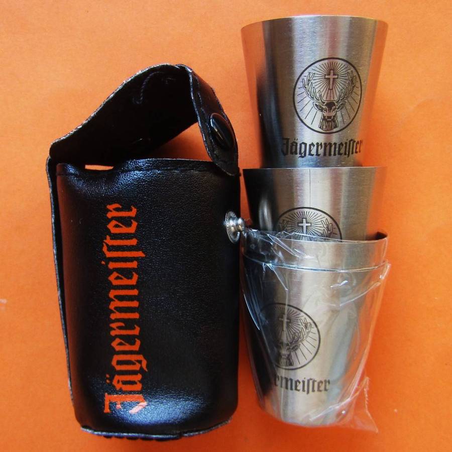 4 Jagermeister Shot Glasses in a Pouch