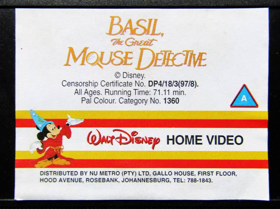 Basil The Great Mouse Detective - Disney VHS Tape (1997)