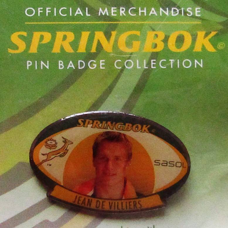Jean de Villiers Springbok Rugby Pin Badge