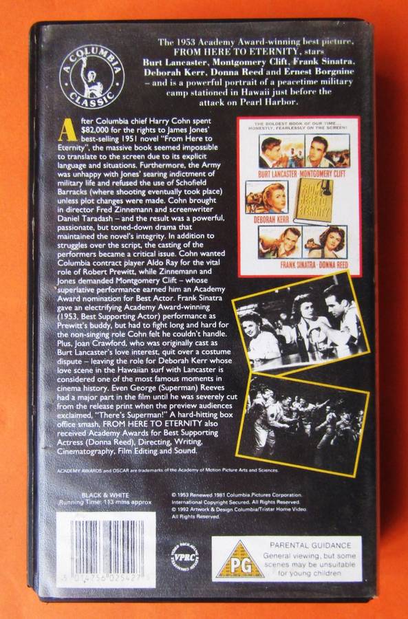From Here to Eternity - Classic Movie VHS Tape (1992)