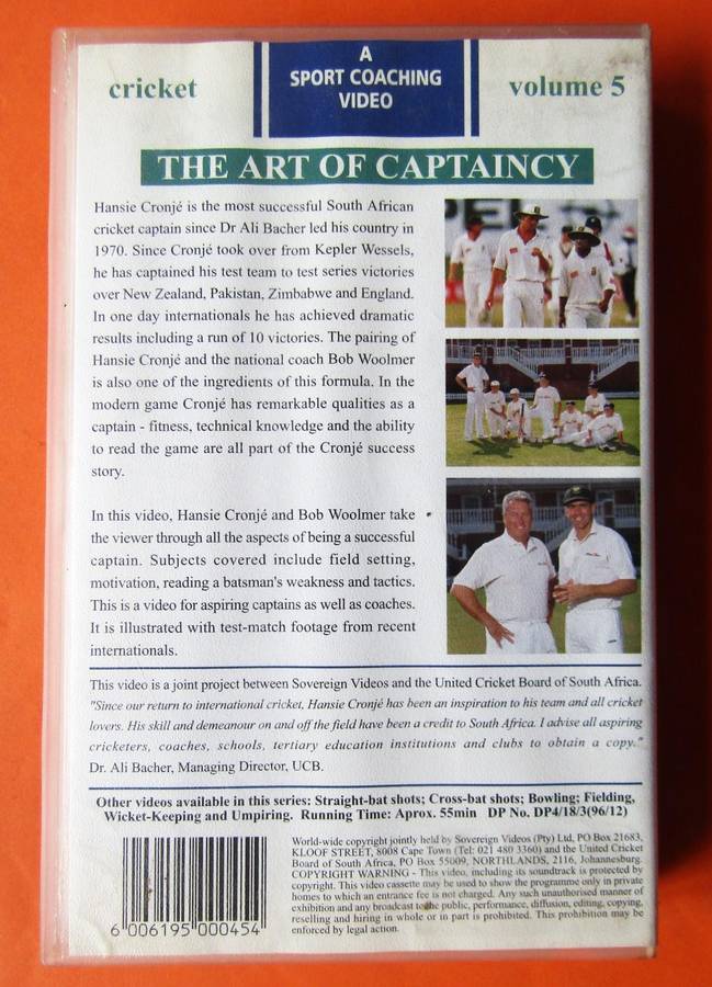 The Art of Captaincy - Hansie Cronje - Cricket VHS Video Tape (1996)