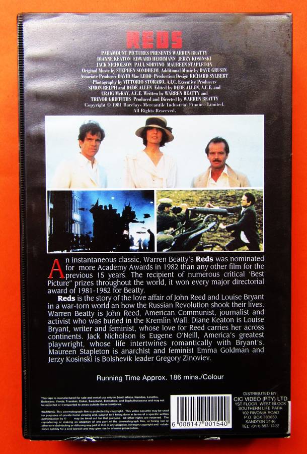 Reds - Warren Beatty - Epic Movie VHS Tape (1981)