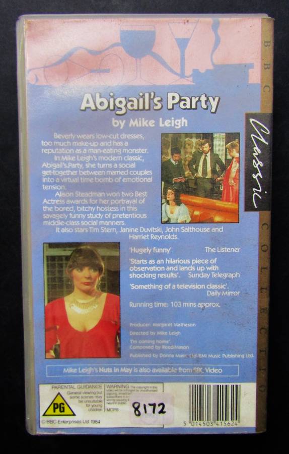 Abigail's Party - Movie VHS Tape (1984)