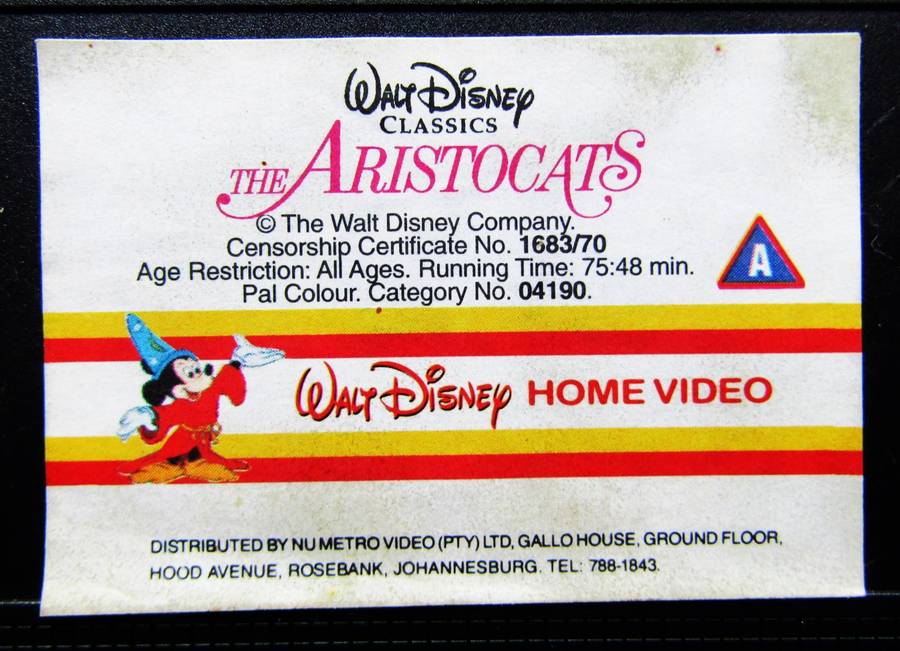 The Aristocats - Walt Disney - Movie VHS Tape